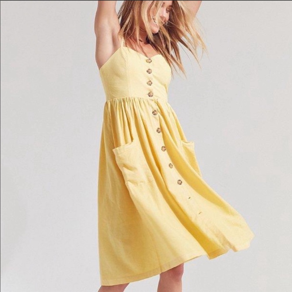 UO Emilia Linen Dress - Yellow